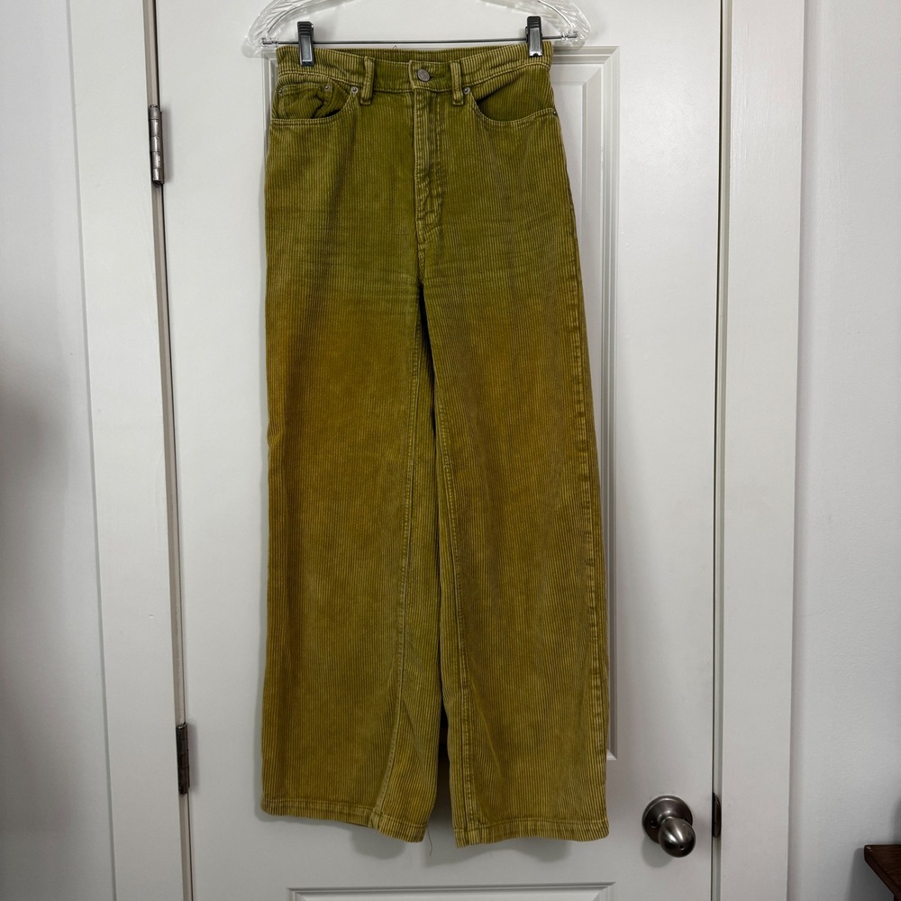BDG 25 High & Wide Leg Green Corduroy Pants ~ Boho Retro Vibes Y2K